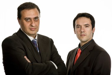 iki genç iş adamları portre üzerinde beyaz