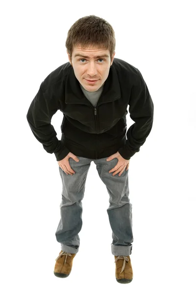 Young casual man full body in a white background — Stock Photo, Image