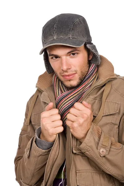 Studio picture of a young man dressed for winter — Stock Photo, Image