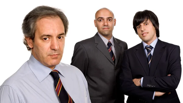 Три бизнесмена на белом фоне — стоковое фото