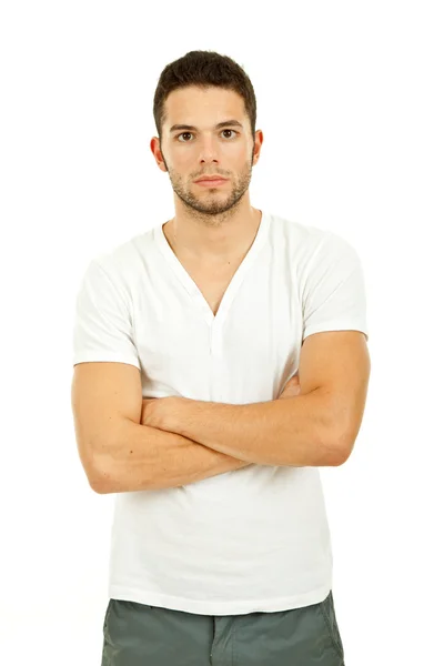 Portret młodego mężczyzny, odizolowany na białym — Zdjęcie stockowe