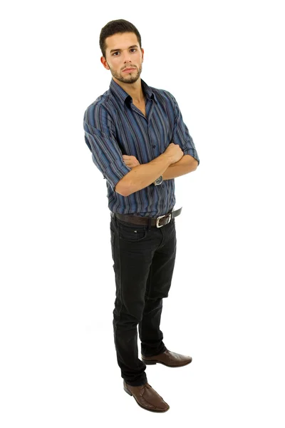 Young casual man full body in a white background — Stock Photo, Image