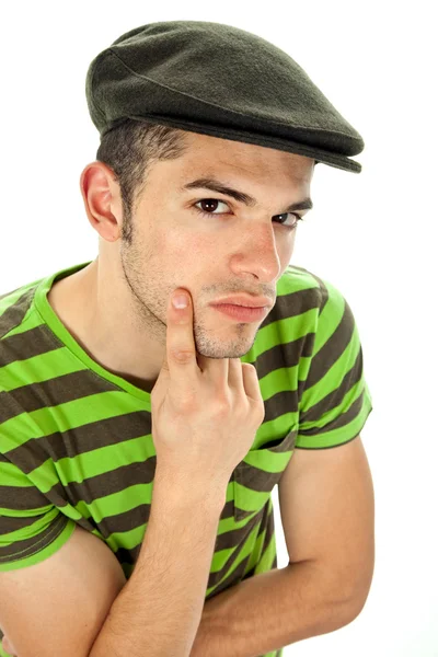 Jeune homme intelligent portrait dans un fond blanc — Photo