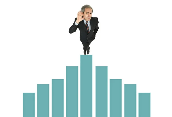 Business man on a graphic, representing success — Stock Photo, Image