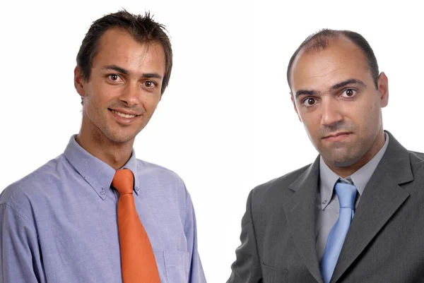 Två unga företag män porträtt på vit — Stockfoto