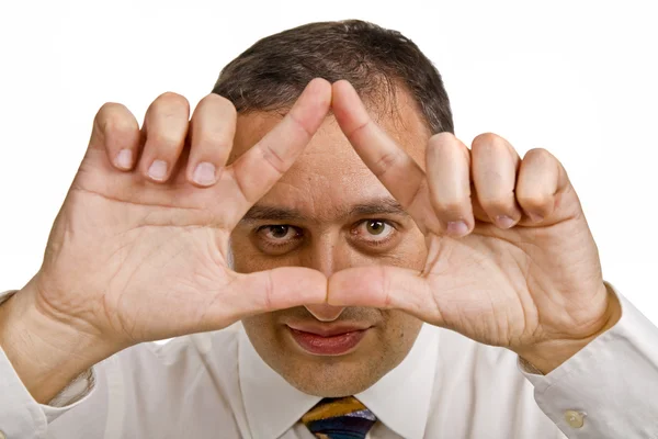 Affärsman som visar hans händer — Stockfoto