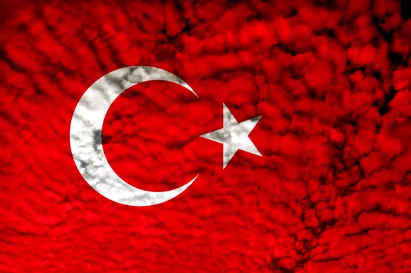 Turkey flag among clouds illustration, computer generated — Stock Photo, Image