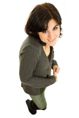 Genç, güzel bir kadın, beyaz tenli.