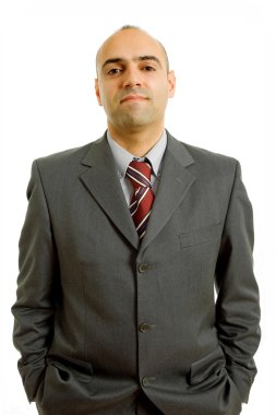 Beyaz arka planda genç iş adamı portresi