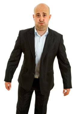 Genç casual aptal adam portresi, üzerinde beyaz izole