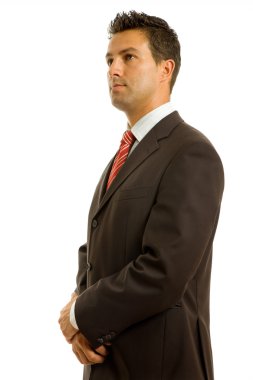 Beyaz arka planda genç iş adamı portresi