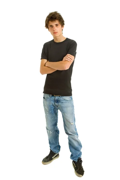 Young casual man full body in a white background — Stock Photo, Image