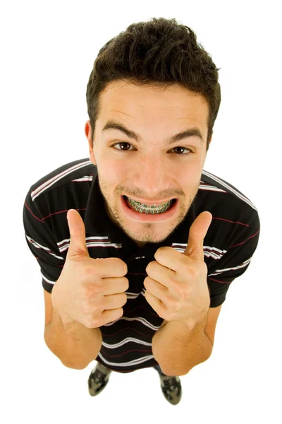 Young casual silly man full length in a white background — Stock Photo, Image