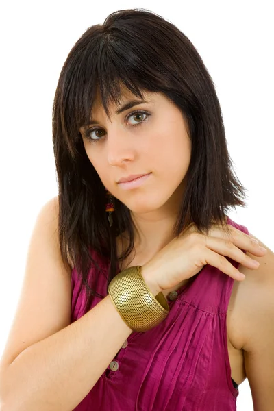 Retrato de mujer hermosa joven, aislado en blanco —  Fotos de Stock