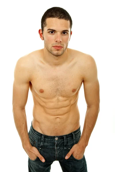 Young sensual man on a white background — Stock Photo, Image