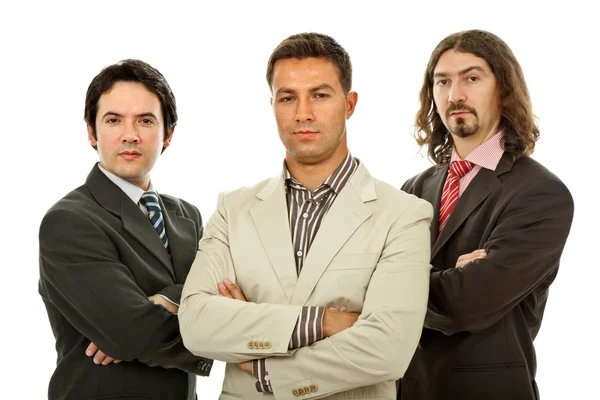 Три бізнесмени ізольовані на білому тлі — стокове фото