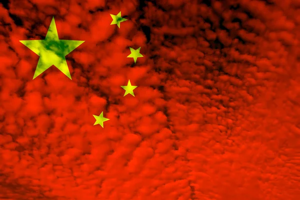 China vermelho e amarelo bandeira ilustração, computador gerado — Fotografia de Stock
