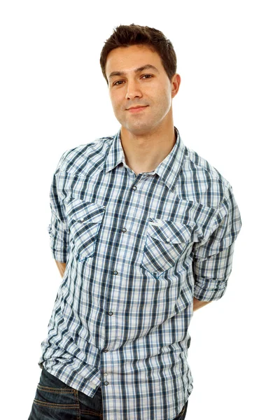 Retrato de hombre casual joven, aislado en blanco — Foto de Stock