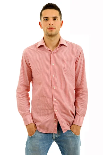 Young casual man portrait in a white background — Stock Photo, Image