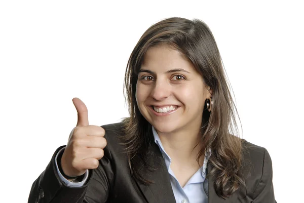 Retrato de mujer joven aislado sobre fondo blanco —  Fotos de Stock