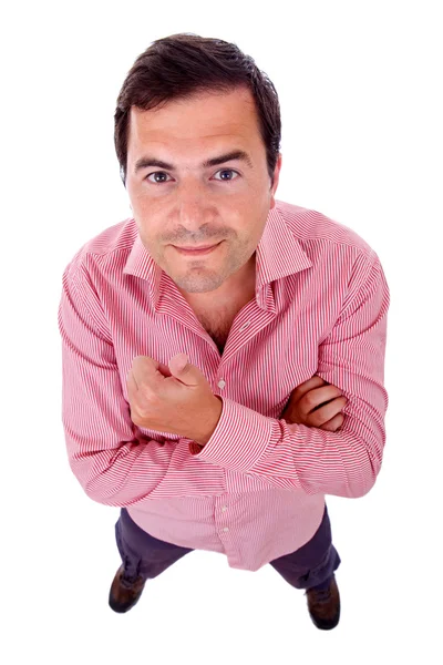 Young casual man full body going thumb up — Stock Photo, Image