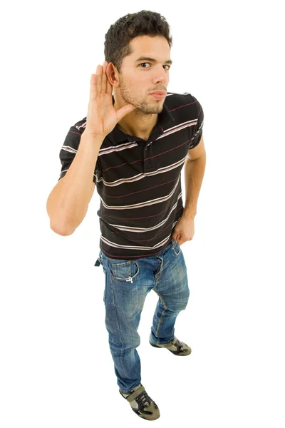 Young casual man full length in a white background — Stock Photo, Image