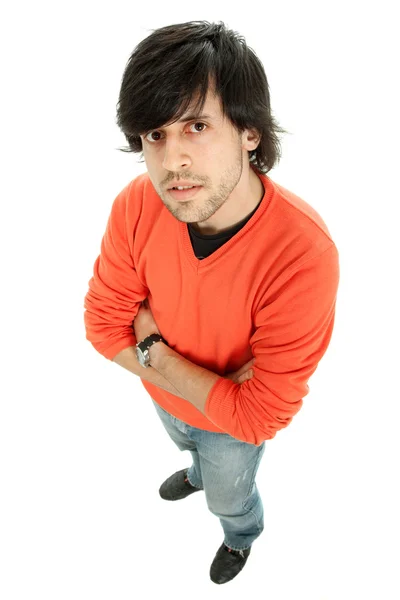 Young casual man full body in a white background — Stock Photo, Image