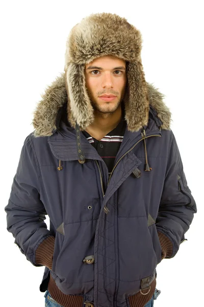 Studio picture of a young man dressed for winter — Stock Photo, Image