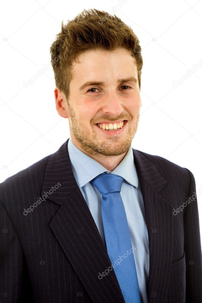 Young business man portrait in white background