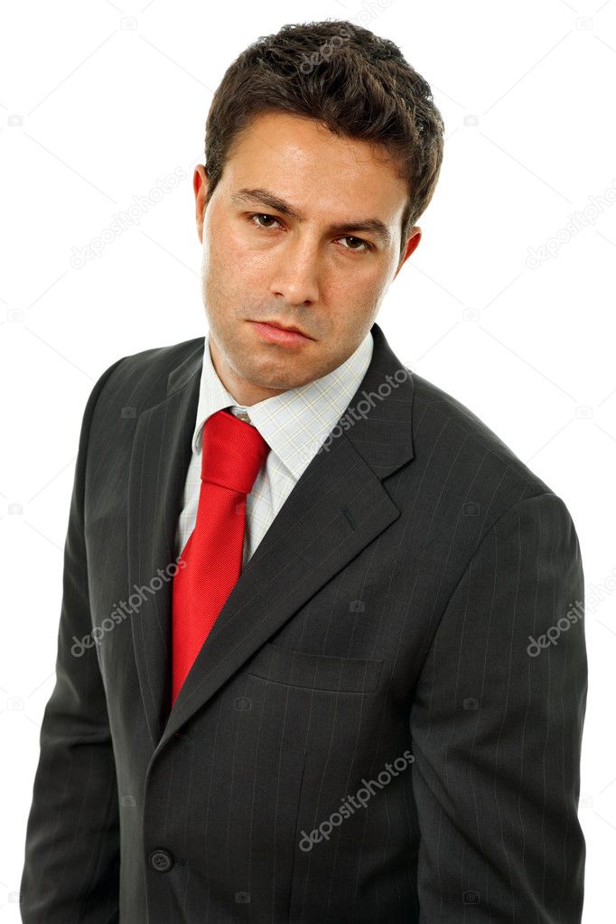 Sad business man isolated over a white background