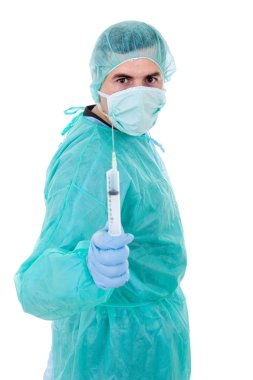 Beyaz arka plan üzerinde izole genç erkek doktor