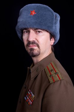 Rus askeri, stüdyo giyinmiş genç adam