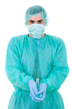 Beyaz arka plan üzerinde izole genç erkek doktor