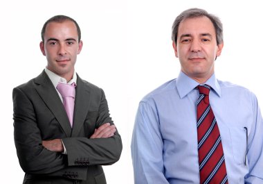 iki genç iş adamları portre üzerinde beyaz.