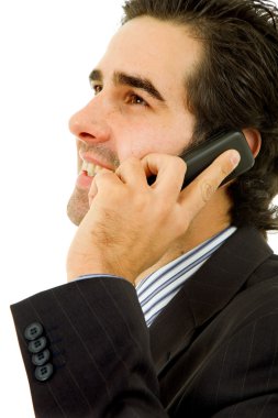 genç iş adamı izole telefonda