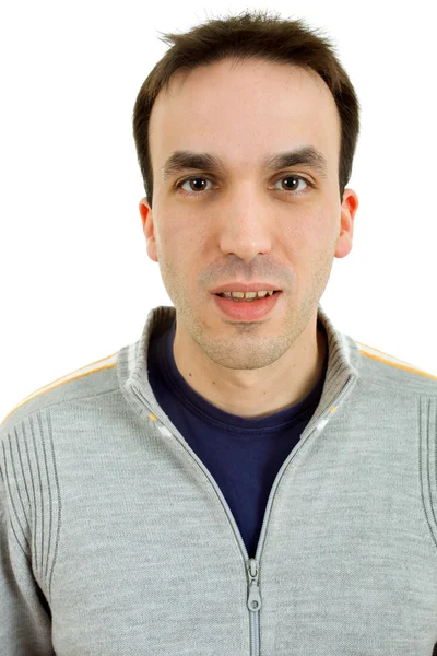 Retrato de hombre casual joven en un fondo blanco — Foto de Stock