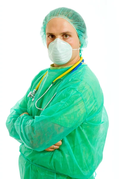 Jovem médico do sexo masculino, isolado em fundo branco — Fotografia de Stock