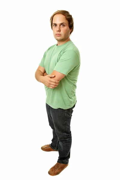Fiatal alkalmi férfi teljes test egy fehér háttér — Stock Fotó