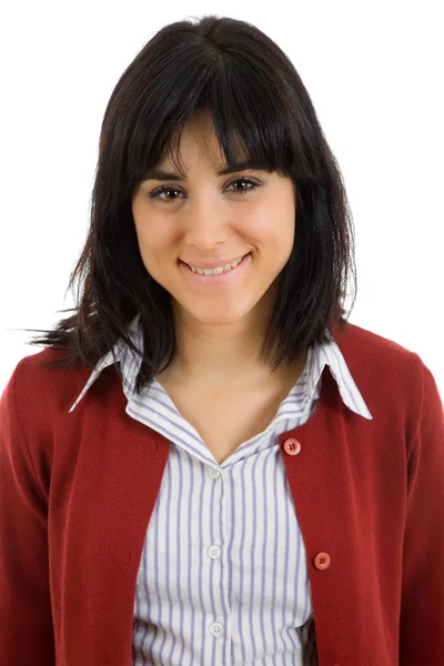 Retrato de mujer hermosa joven, aislado en blanco —  Fotos de Stock