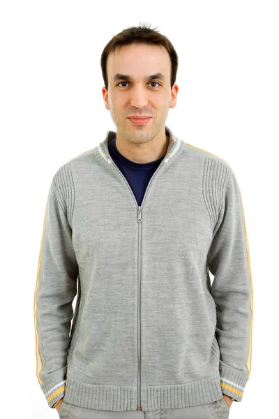 Casual jongeman portret in een witte achtergrond — Stockfoto