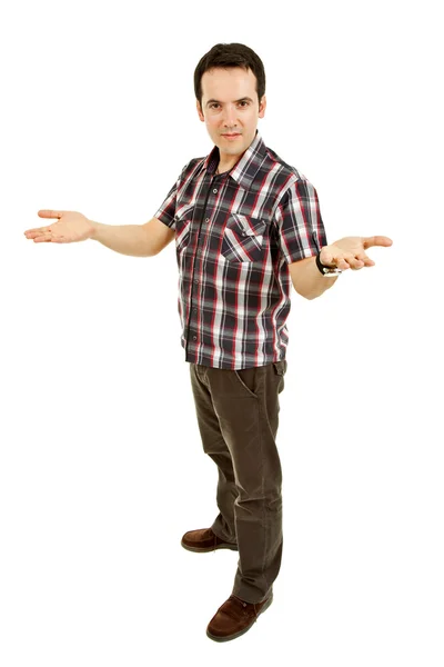 Young casual man full body in a white background — Stock Photo, Image