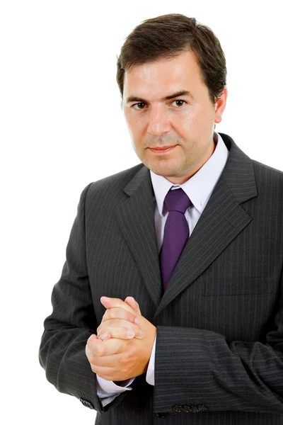 Jovem homem de negócios retrato em fundo branco — Fotografia de Stock