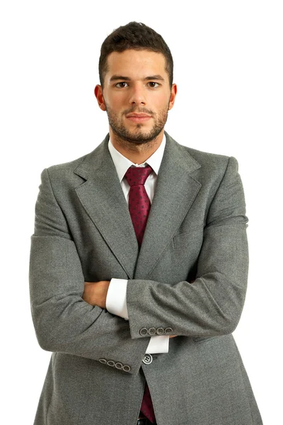 Junge Geschäftsmann Porträt in weißem Hintergrund — Stockfoto