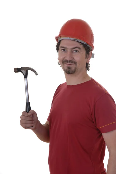 Young worker portrait in a white background — Stock Photo, Image