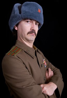 Rus askeri, stüdyo giyinmiş genç adam