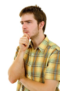 dalgın, genç bir adam stüdyo resmi