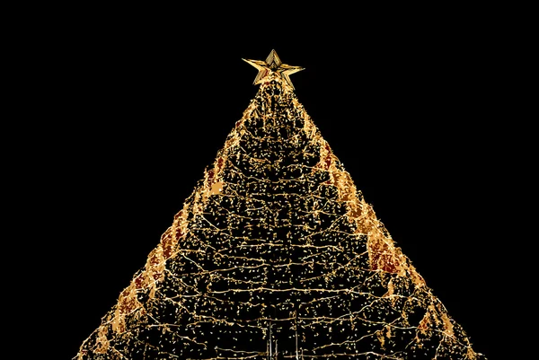 Árvore de Natal luzes na noite escura — Fotografia de Stock