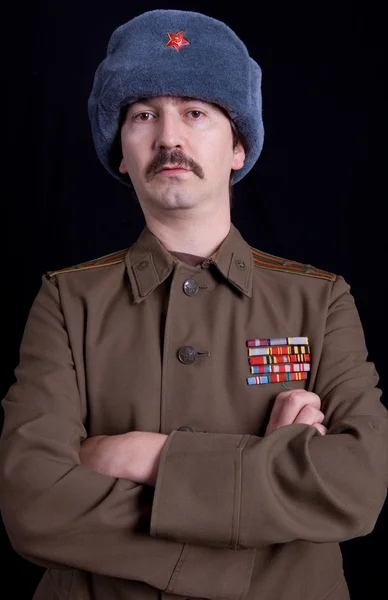 ロシア軍として服を着た若い男 — ストック写真