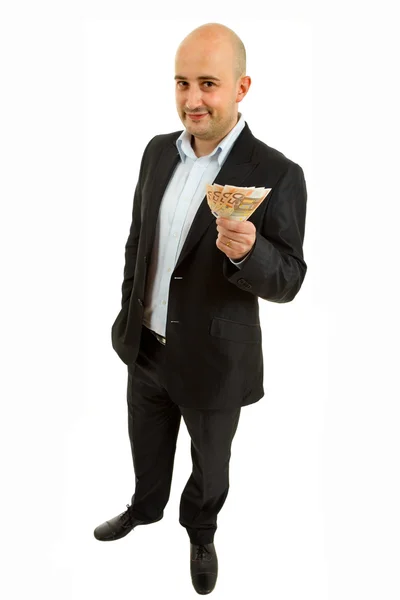 Young business man with money, full length picture — Stock Photo, Image