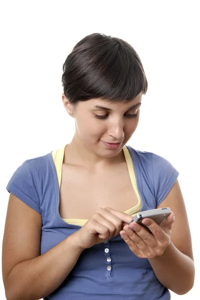 Eine Frau mit einem Pda — Stockfoto